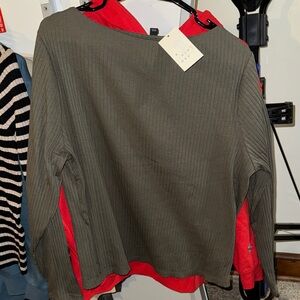 a new day Olive Green Ribbed Long Sleeve Tee